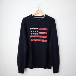 Weatherproof Embroidered American Flag Knit Sweater | M